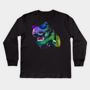 DJ T-Rex Kids Long Sleeve T-Shirt